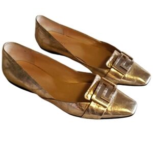 Versace Gold Leather Classic Ballet Flats  Women size 36.5